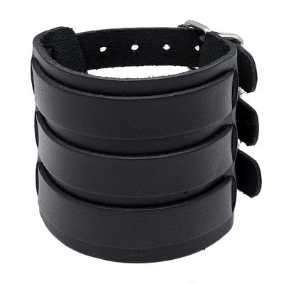 ZORCVENS Brățară Punk din piele naturală nouă pentru bărbați Brățări late vintage Wrap Bijuterii la modă pentru femei și bărbați