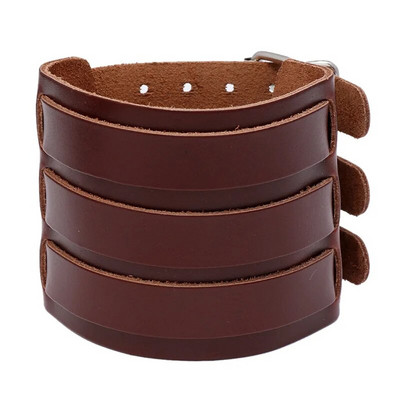 ZORCVENS Brățară Punk din piele naturală nouă pentru bărbați Brățări late vintage Wrap Bijuterii la modă pentru femei și bărbați