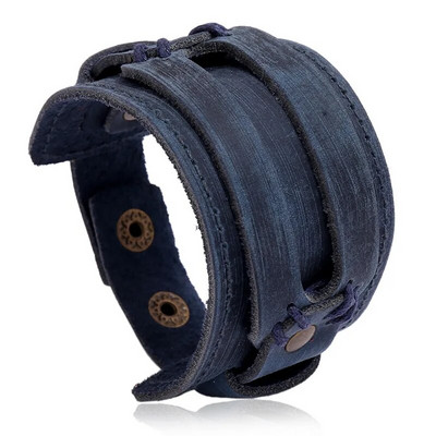 ZORCVENS Brățară Punk din piele naturală nouă pentru bărbați Brățări late vintage Wrap Bijuterii la modă pentru femei și bărbați