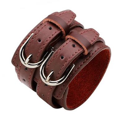 ZORCVENS Brățară Punk din piele naturală nouă pentru bărbați Brățări late vintage Wrap Bijuterii la modă pentru femei și bărbați