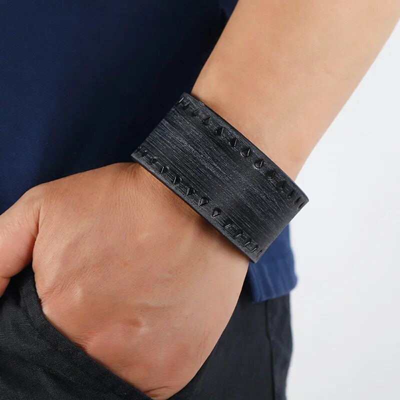 ZORCVENSi uus ehtsast nahast pungikäevõru meestele Laiad vintage ümbriskäevõrud Naiste trendikad meeste ehted