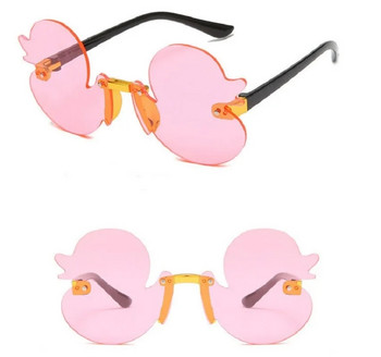 Модни детски слънчеви очила без рамки Сенник с анимационна форма на патица Анти-ултравиолетови очила Парти декоративни очила за деца Деца