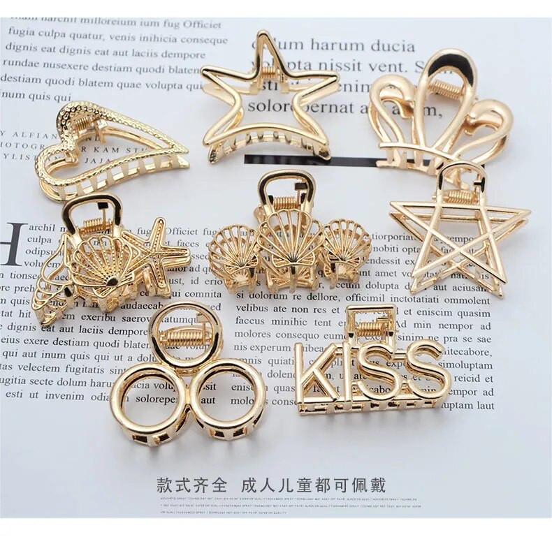 1 buc. gheare de păr geometrică, simplă și sălbatică, pentru femei, fete, cleme de păr, cleme de păr, din metal, accesorii pentru gheare, 1 buc.