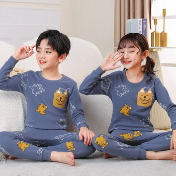 Сладка котешка пижама за момичета Домашно облекло Момчета Анимационно спално облекло Есен Зима Комплекти бельо за деца Тийнейджърски пижами с дълъг ръкав