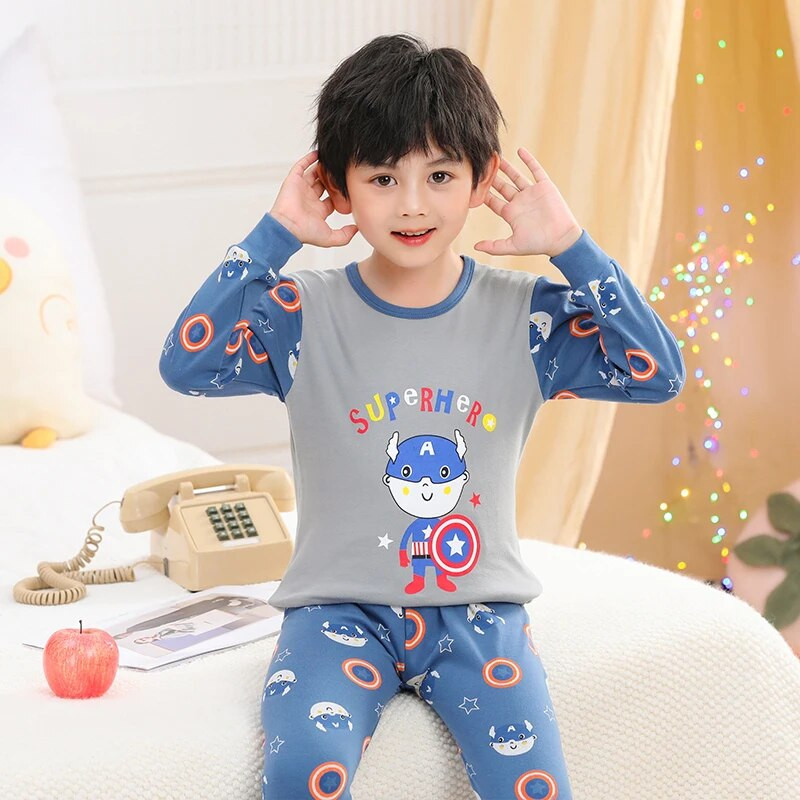 Mielos kačių pižamos mergaitėms namų rūbai berniukams Animaciniai filmukai miegui rudens žieminiai apatinių komplektai vaikams Paaugliams ilgomis rankovėmis pižamos