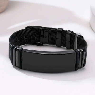 Brățări personalizate gratuit Vnox pentru bărbați, brățară din oțel inoxidabil de 16 mm cu banda de ceas din plasă reglabilă, brățară casual Cool Boy