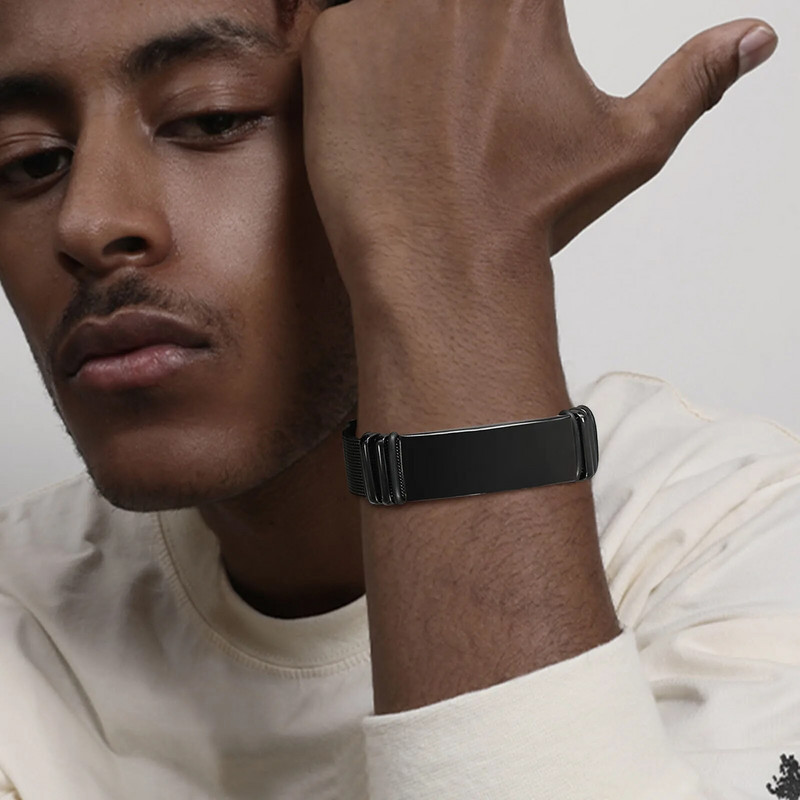 Brățări personalizate gratuit Vnox pentru bărbați, brățară din oțel inoxidabil de 16 mm cu banda de ceas din plasă reglabilă, brățară casual Cool Boy