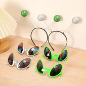 Noi ochelari de extraterestru Ochelari de soare amuzanți pentru petrecere de vacanță Halloween Adulți Accesorii pentru petreceri pentru copii Lentile curcubeu ET Ochelari de soare Nuanțe