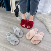 Papuci de casă de iarnă femei blană artificială la modă pantofi caldi pentru femei papuci pentru femei papuci de casă cu blană negru roz confortabil