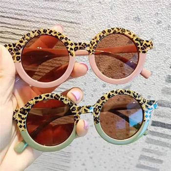 Момичета Момчета Сладки анимационни слънчеви очила Детски слънчеви очила Ретро леопардови кръгли слънчеви очила На открито Uv400 Бебешки сенник очила Очила