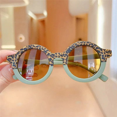 Fete Băieți Ochelari de soare drăguți cu desene animate Ochelari de soare pentru copii Ochelari de soare rotunzi retro leopard Ochelari de soare rotunzi în aer liber Uv400 Ochelari de umbră pentru bebeluși Ochelari de vedere