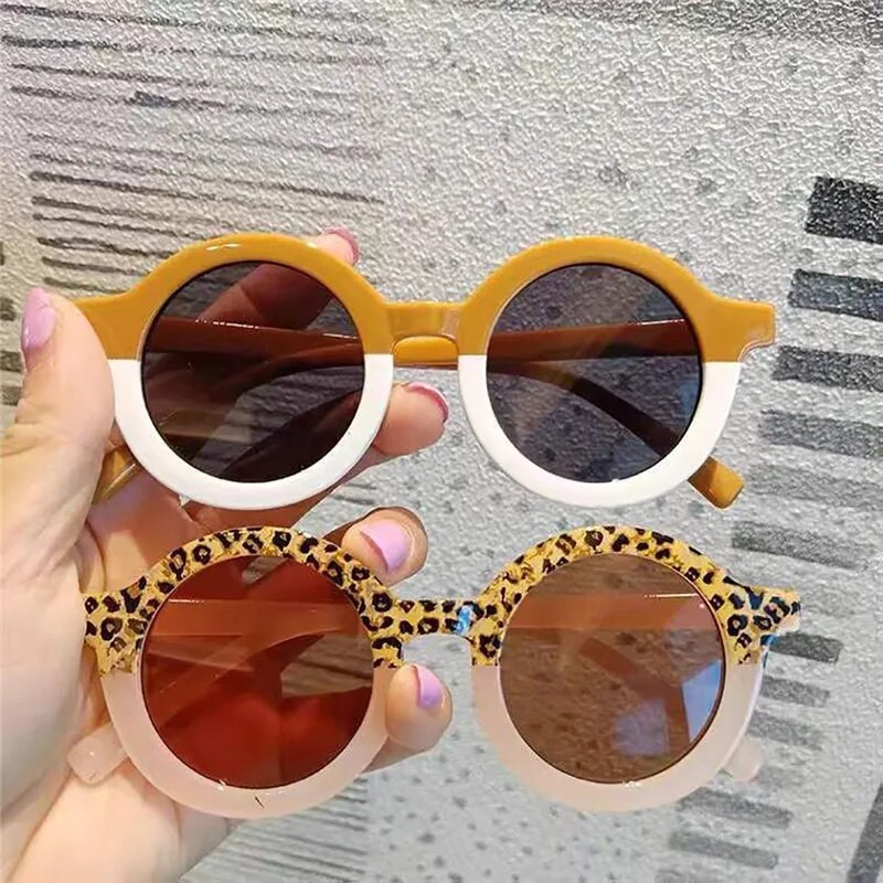 Merginos berniukai Mieli animaciniai akiniai nuo saulės vaikams akiniai nuo saulės Retro Leopard apvalūs akiniai nuo saulės lauko UV400 kūdikių šešėliai akiniai akiniai
