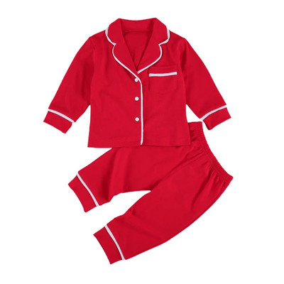 2 bucăți sugari copii fete băieți seturi de pijamale cu mânecă lungă cu rever nasturi cămașă top + pantalon bumbac ocazional copii lenjerie de noapte îmbrăcăminte de noapte