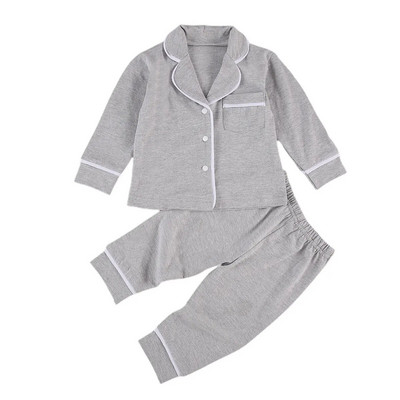 2 bucăți sugari copii fete băieți seturi de pijamale cu mânecă lungă cu rever nasturi cămașă top + pantalon bumbac ocazional copii lenjerie de noapte îmbrăcăminte de noapte