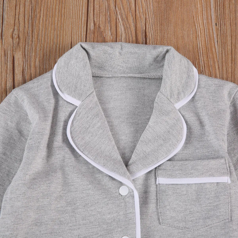 2 vnt kūdikių vaikiškų mergaičių berniukų pižamų rinkiniai ilgomis rankovėmis atvartomis sagomis marškiniai viršus + kelnaitės medvilniniai laisvalaikio vaikiški miegui skirti naktiniai drabužiai