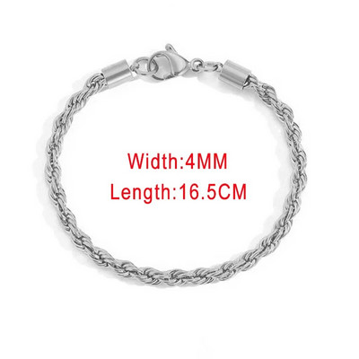 3/4MM Hip Hop din oțel inoxidabil frânghie scurtă brățară cu lanț pentru bărbați Simple Homme Punk lanț la mână bijuterii rapper de modă C048
