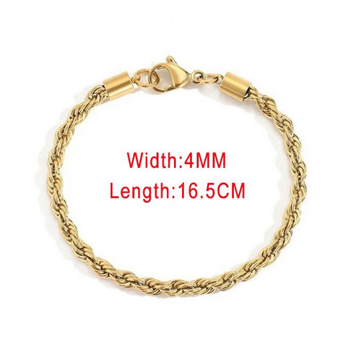3/4MM Hip Hop din oțel inoxidabil frânghie scurtă brățară cu lanț pentru bărbați Simple Homme Punk lanț la mână bijuterii rapper de modă C048