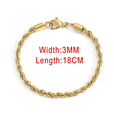 3/4MM Hip Hop din oțel inoxidabil frânghie scurtă brățară cu lanț pentru bărbați Simple Homme Punk lanț la mână bijuterii rapper de modă C048