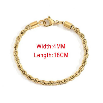 3/4MM Hip Hop din oțel inoxidabil frânghie scurtă brățară cu lanț pentru bărbați Simple Homme Punk lanț la mână bijuterii rapper de modă C048