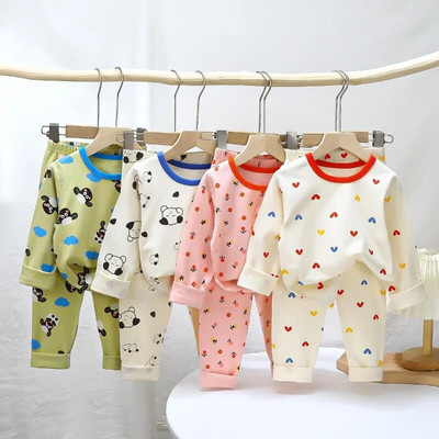 Lastele sügisene puuvillased pidžaamakomplektid poistele koduriided tüdrukutele aluspesu komplektid 2-12 aastastele beebidele magamisriided, ülikond jõulud, lasteriided