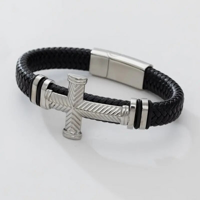 Fashion Trend férfi rozsdamentes acél bőr karkötő punk vitorlás horgony karkötő ékszer