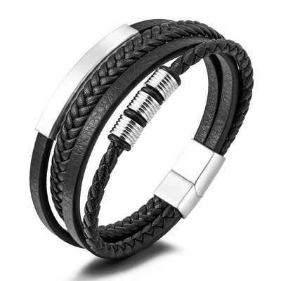 Fashion Trend férfi rozsdamentes acél bőr karkötő punk vitorlás horgony karkötő ékszer
