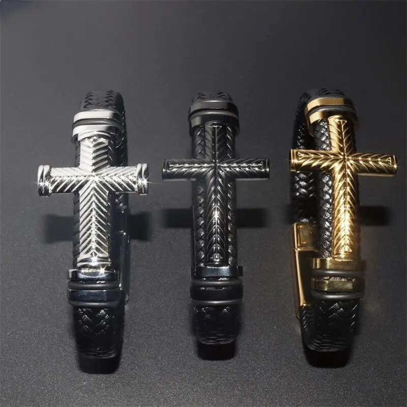 Modni trend, muška kožna narukvica od nehrđajućeg čelika, punk jedrilica, narukvica sa sidrom, nakit