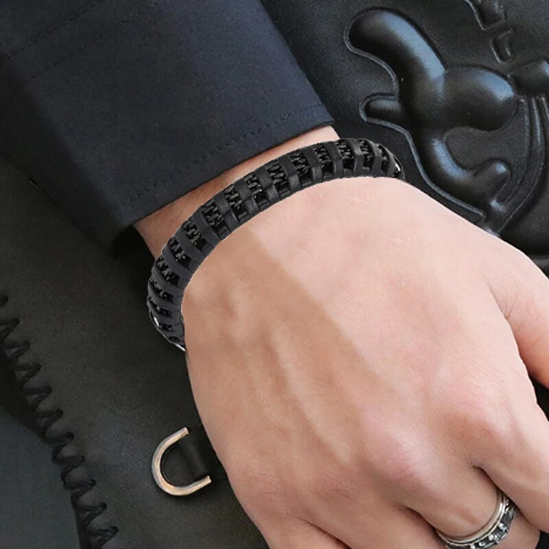 Nove modne kožne narukvice s kubanskim šarmom od 8 mm s lancem, muške narukvice s magnetom od nehrđajućeg čelika i kopčom za ruke Homme muški darovi