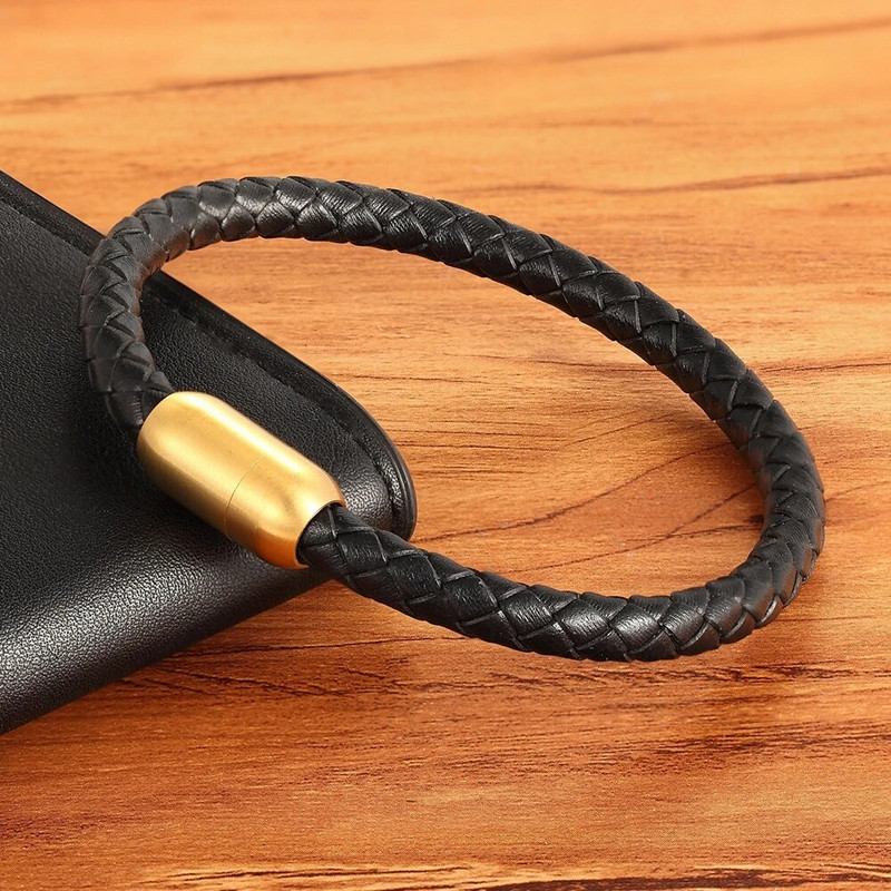 XQNI mados paprasto stiliaus nerūdijančio plieno vyriška odinė apyrankė Daugiaspalvė juoda odinė apyrankė berniukui Graži gimtadienio dovana