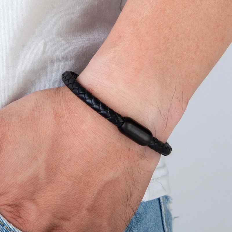 XQNI mados paprasto stiliaus nerūdijančio plieno vyriška odinė apyrankė Daugiaspalvė juoda odinė apyrankė berniukui Graži gimtadienio dovana