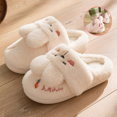 Γυναικείες χειμερινές παντόφλες για το σπίτι Αντιολισθητικά μαλακά ζεστά παπούτσια για το σπίτι Ανδρικά Γυναικεία Εσωτερικό Υπνοδωμάτιο Ζευγάρια Cartoon Rabbit Bear Slides δαπέδου