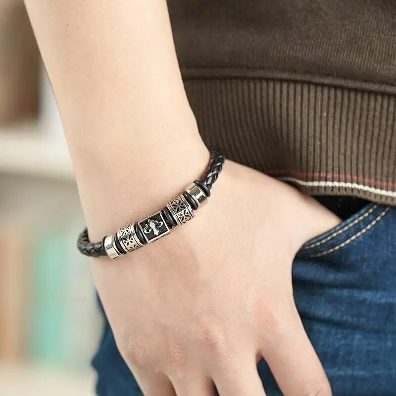 Vintage δερμάτινο βραχιόλι για άντρες Casual party κοσμήματα ανδρικό μαγνητικό κούμπωμα κορδέλα δώρο