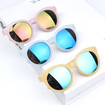 Модни детски слънчеви очила с кръгла рамка, бонбонени детски слънчеви очила, анти-UV бебешки слънцезащитни очила за момичета и момчета UV400