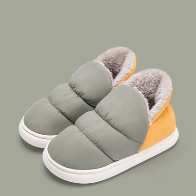 Femei Bărbați Papuci de iarnă Pânză de puf Impermeabil Interioare în aer liber Pantofi de pluș cald anti-alunecare Talpă groasă Moale Confort pentru cupluri