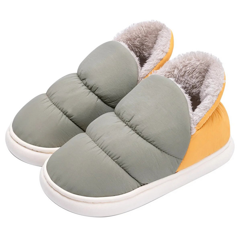 Femei Bărbați Papuci de iarnă Pânză de puf Impermeabil Interioare în aer liber Pantofi de pluș cald anti-alunecare Talpă groasă Moale Confort pentru cupluri