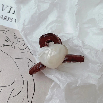 Gheare de păr cu inimă dublă de 8 cm, elegante, femei, fete, cu ținere puternică, culoare jeleu, cleme pentru fălci de rechin, pentru coadă de cap subțire groasă