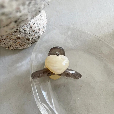 Gheare de păr cu inimă dublă de 8 cm, elegante, femei, fete, cu ținere puternică, culoare jeleu, cleme pentru fălci de rechin, pentru coadă de cap subțire groasă