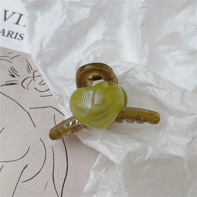 Gheare de păr cu inimă dublă de 8 cm, elegante, femei, fete, cu ținere puternică, culoare jeleu, cleme pentru fălci de rechin, pentru coadă de cap subțire groasă