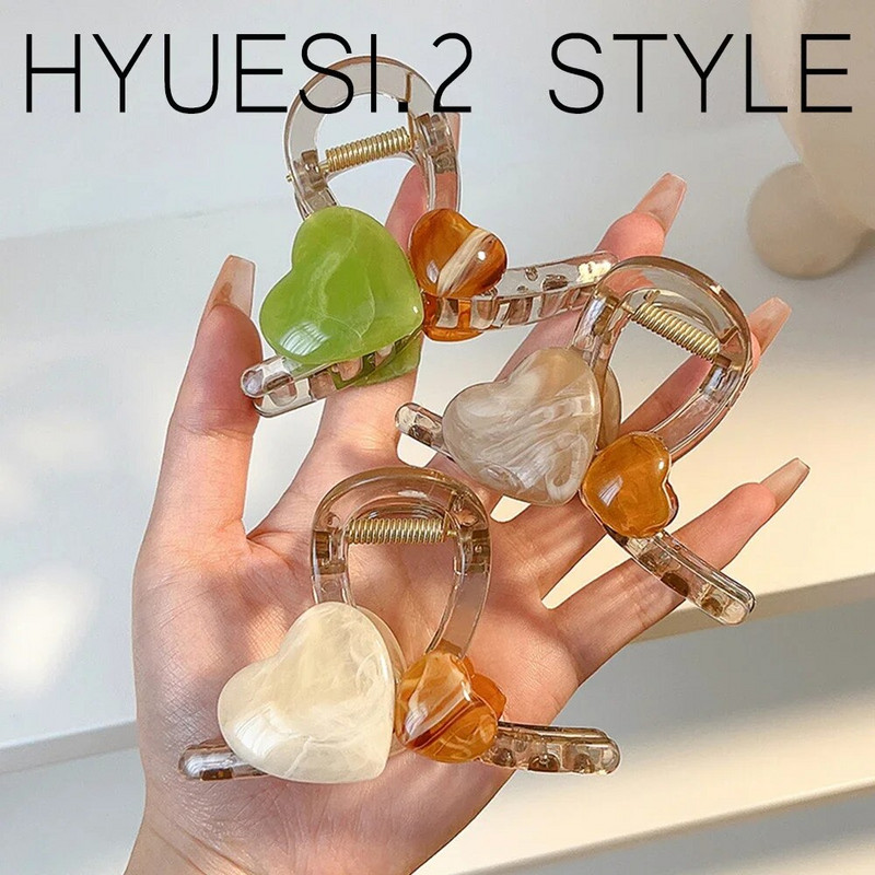 Gheare de păr cu inimă dublă de 8 cm, elegante, femei, fete, cu ținere puternică, culoare jeleu, cleme pentru fălci de rechin, pentru coadă de cap subțire groasă