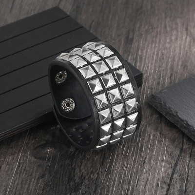 Egyedi, 1/2/3 soros karkötős tüskés szegecses széles mandzsetta bőr punk gótikus rock uniszex karkötők férfiaknak születésnapi ékszerek