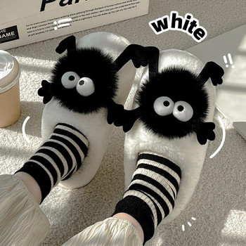Нова мода Дамски забавни чехли Зимни плюшени обувки Меко дъно Домашни памучни обувки Дамски джапанки Пухкави чехли за анимационни момичета