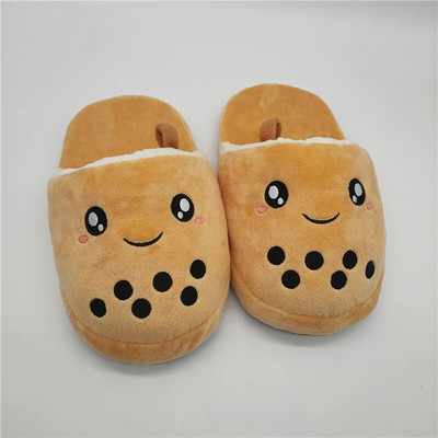 Cute Boba Bubble Tea Plush Slippers Soft Realistic Lifelike Body Cup Shaped Shoes Indoor Cartoon Slipper for Women and Men