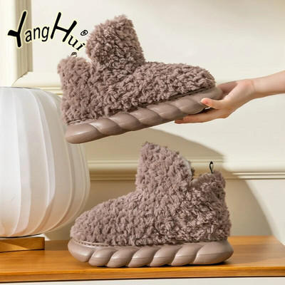 Warm Winter Woman Boots Fashion Furry Ladies Outside Wear Concise Design High Top Platform Women`s Home Cotton Shoes 2023 New