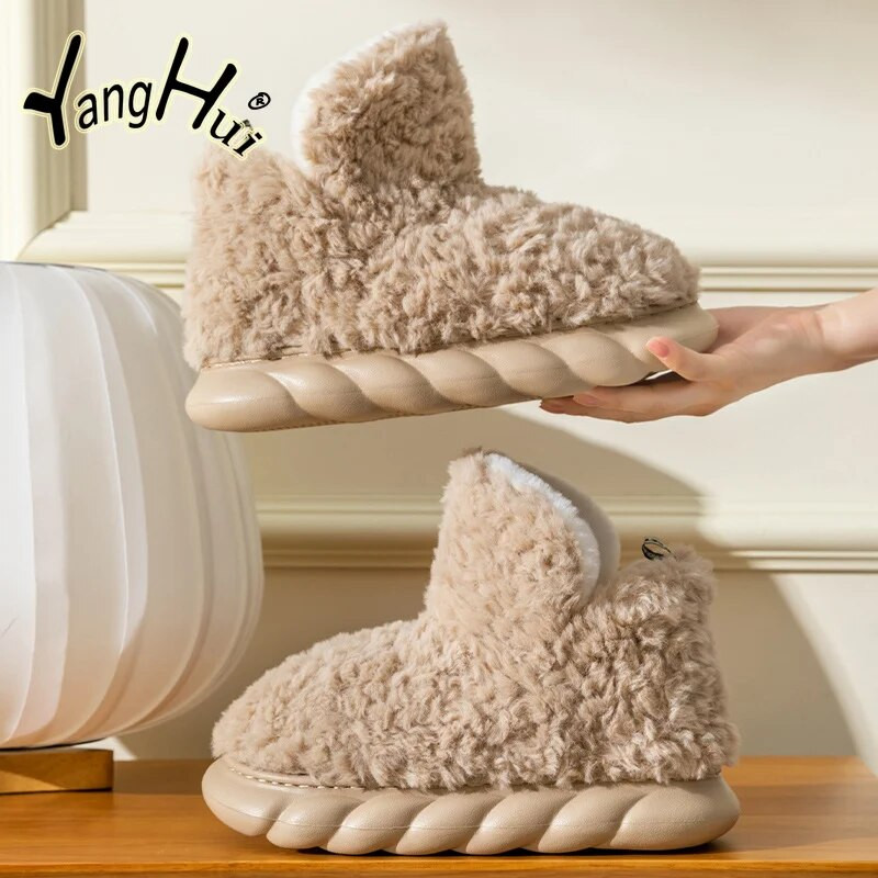 Šilti žieminiai moteriški batai Madingi kailiniai moteriški drabužiai lauke glausto dizaino aukšta platforma moteriški medvilniniai batai namuose 2023 m. Nauja