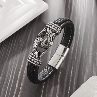 Brățară clasică din piele împletită frânghie cu cataramă metalică brățară business casual bărbați cadou