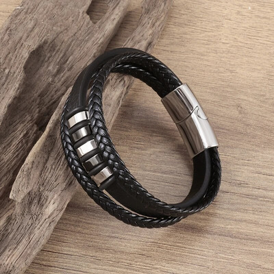 Brățară clasică din piele împletită frânghie cu cataramă metalică brățară business casual bărbați cadou