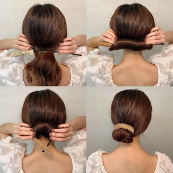Molans Pearl Hairpin Bun Hairstyle Hair Stick Γυναικεία Κομψά Μαλλιά Scrunchies Λουλούδι Rhinestone Hair Maker Εργαλεία Αξεσουάρ μαλλιών