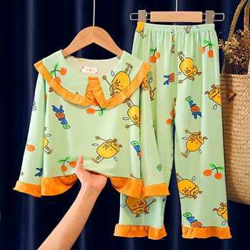 Висококачествена раирана пижама Мики Мини Пролет Есен Нова пижама Нощница за момичета Сладък широк костюм за домашни дрехи