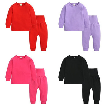 Бебешки момчета Момичета Сладки цветни бонбонени дрехи Детски памучни обикновени спални дрехи Ежедневни пижами с дълъг ръкав за малки деца Комплекти за нощно облекло Домашно облекло