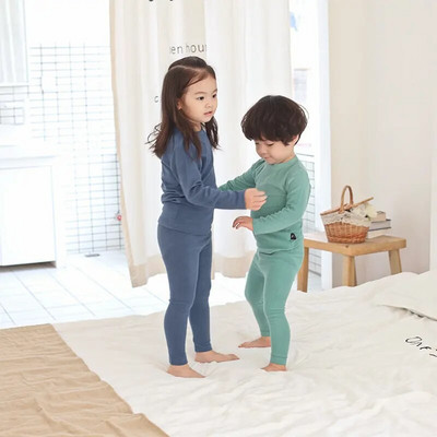 Baby Boys Girls Candy Color Cute Clothes Kids Cotton Plain Sleepwear Toddler Casual Long Sleeve Pajamas Nightwear Sets Home wear